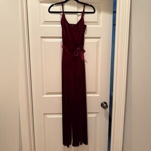 Forever 21 Rich Burgundy Velvet Jumpsuit